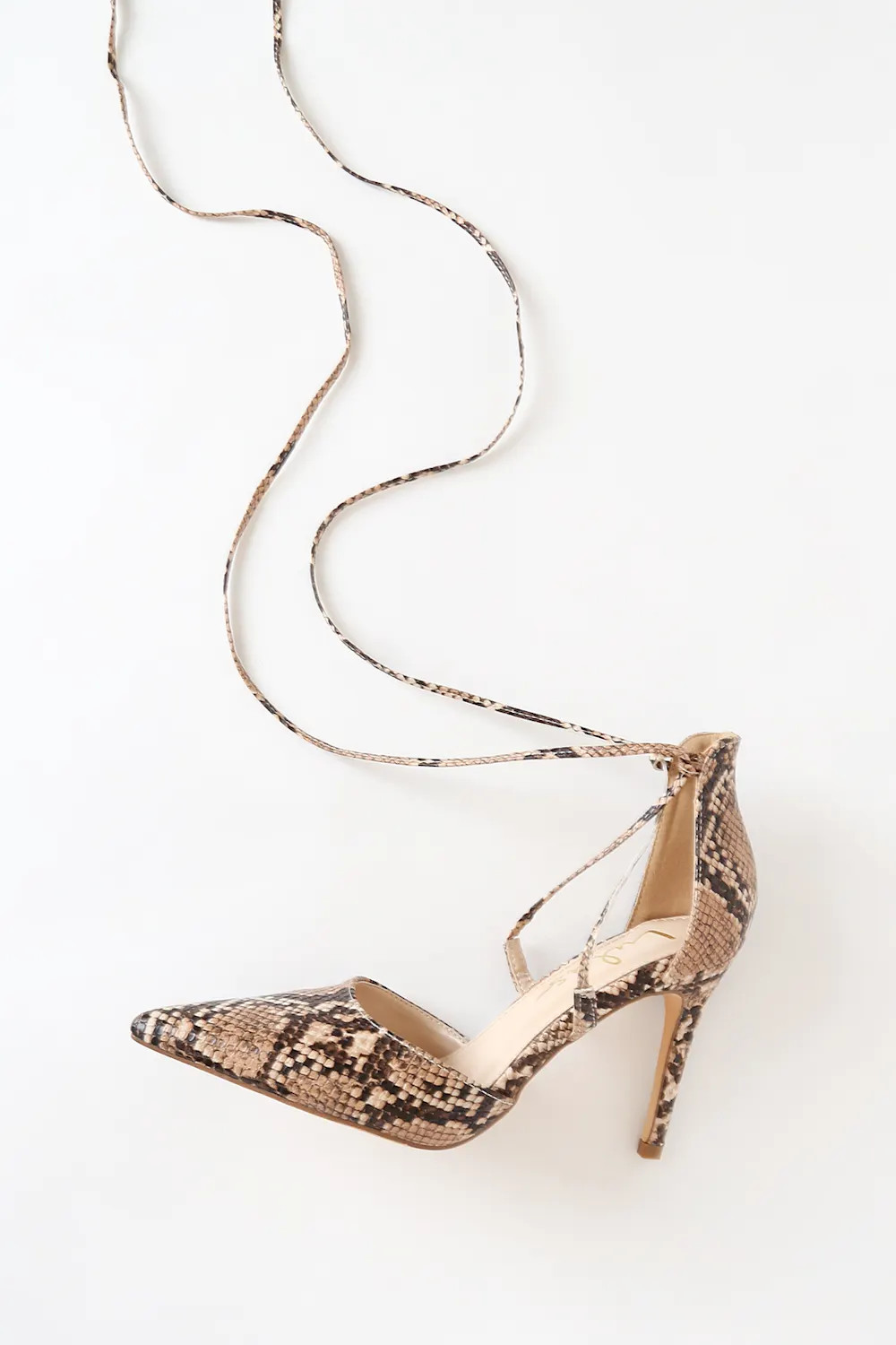 Marie Tan Snake Print Lace-Up Heels | Lulus (US)