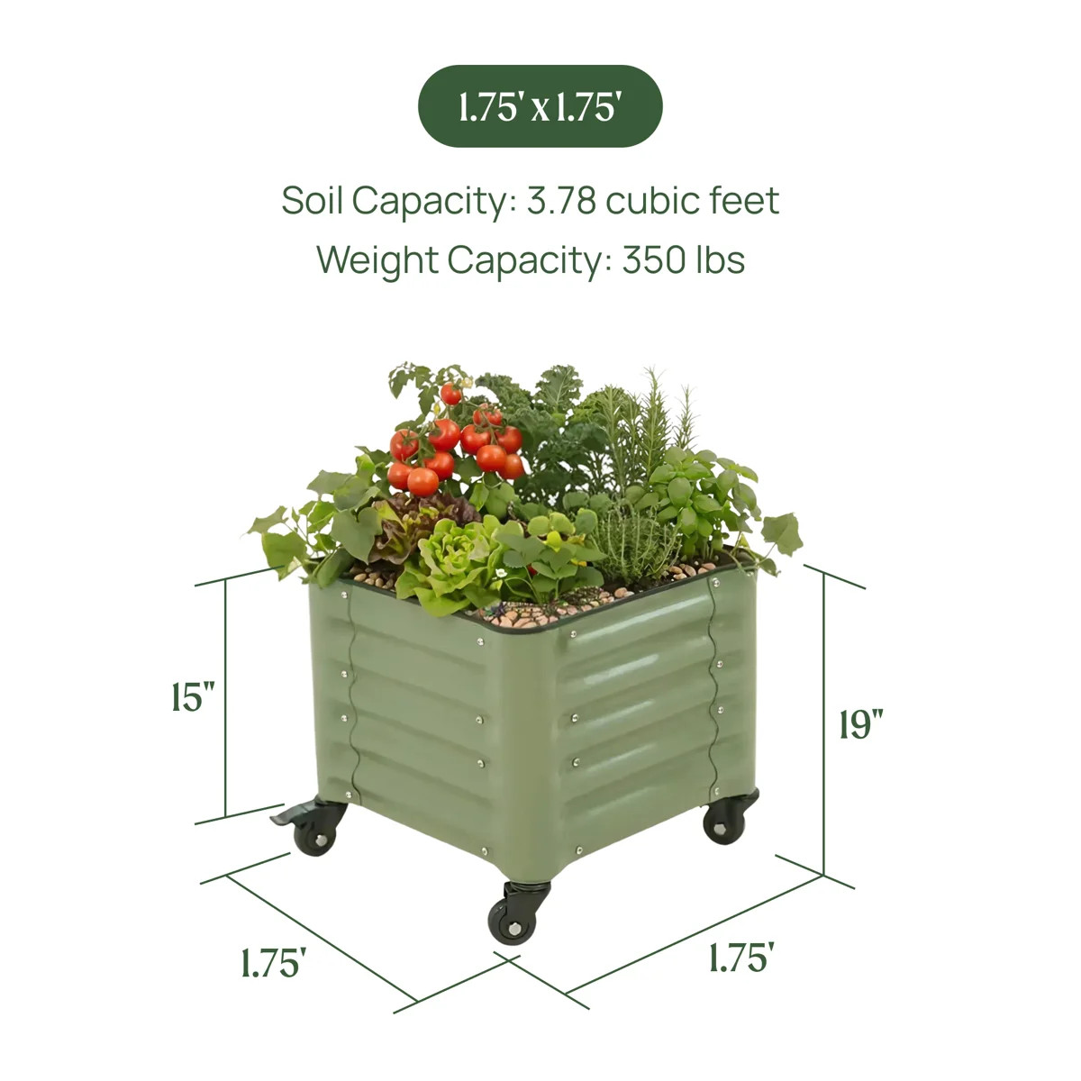 19" Tall 21" Wide Metal Outdoor Elevated Planter with Wheels | Wayfair North America
