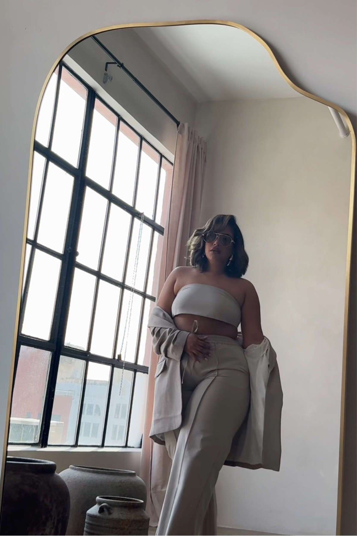 Work OOTD! ✨ Top and bottoms are from La Voute and can’t be linked on LTK. 