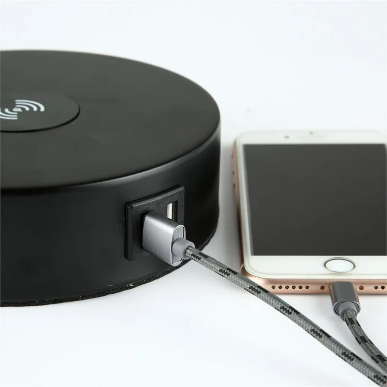 Cedar Hill CH-414802 19 in. Table Lamp with Wireless Charger & Glass Shade, Clear | Walmart (US)