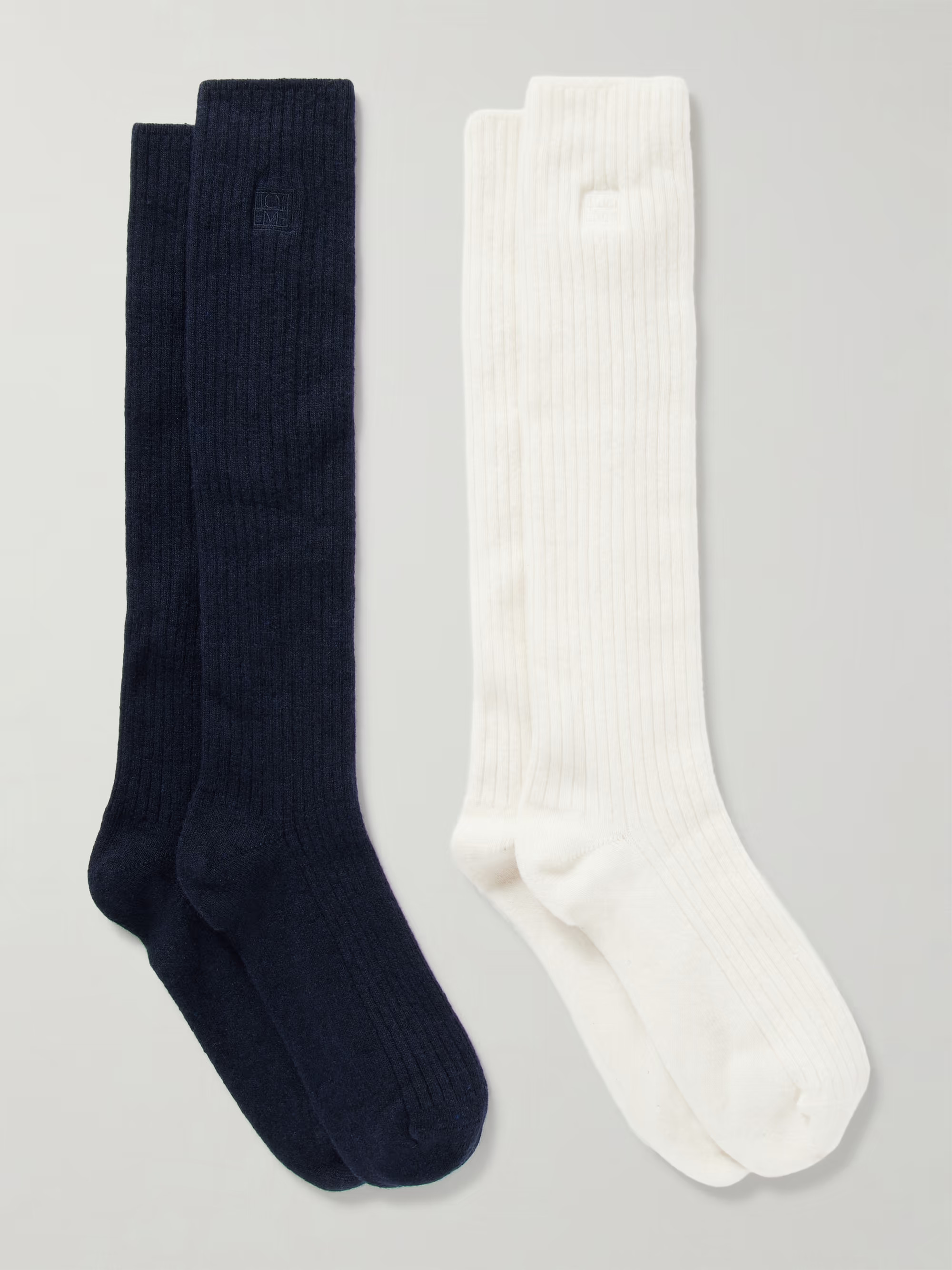 Set of two embroidered ribbed-knit socks | NET-A-PORTER (UK & EU)
