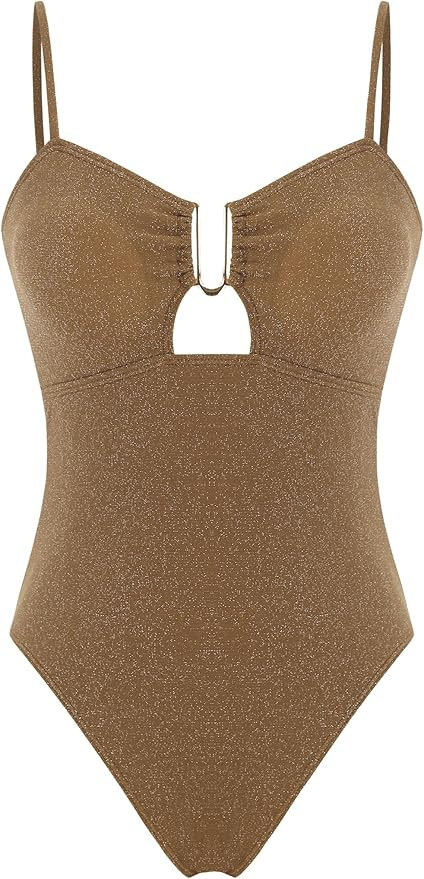 ZAFUL Women's One Piece Swimsuit Ribbed Open Back Bathing Suit Tummy Control Scoop Neck Adjustabl... | Amazon (US)
