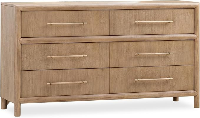 Benjara Dory 66 Inch Dresser, 6 Drawers, Bar Handles, Wire Brushed Brown Wood | Amazon (US)