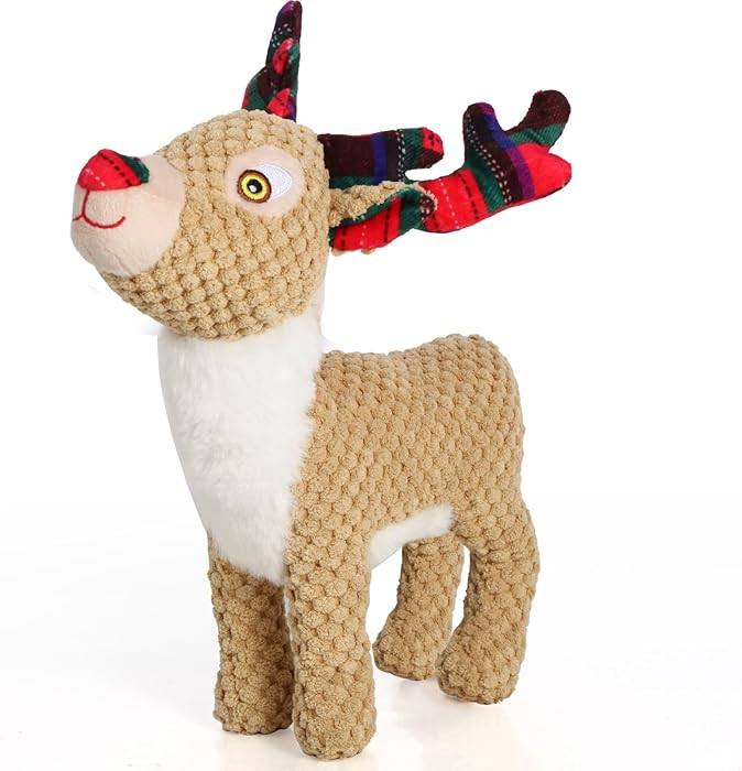 Christmas Dog Toy for Large Dogs（Standing Reindeer）, Durable and Stuffed Christmas Squeaky Do... | Amazon (US)