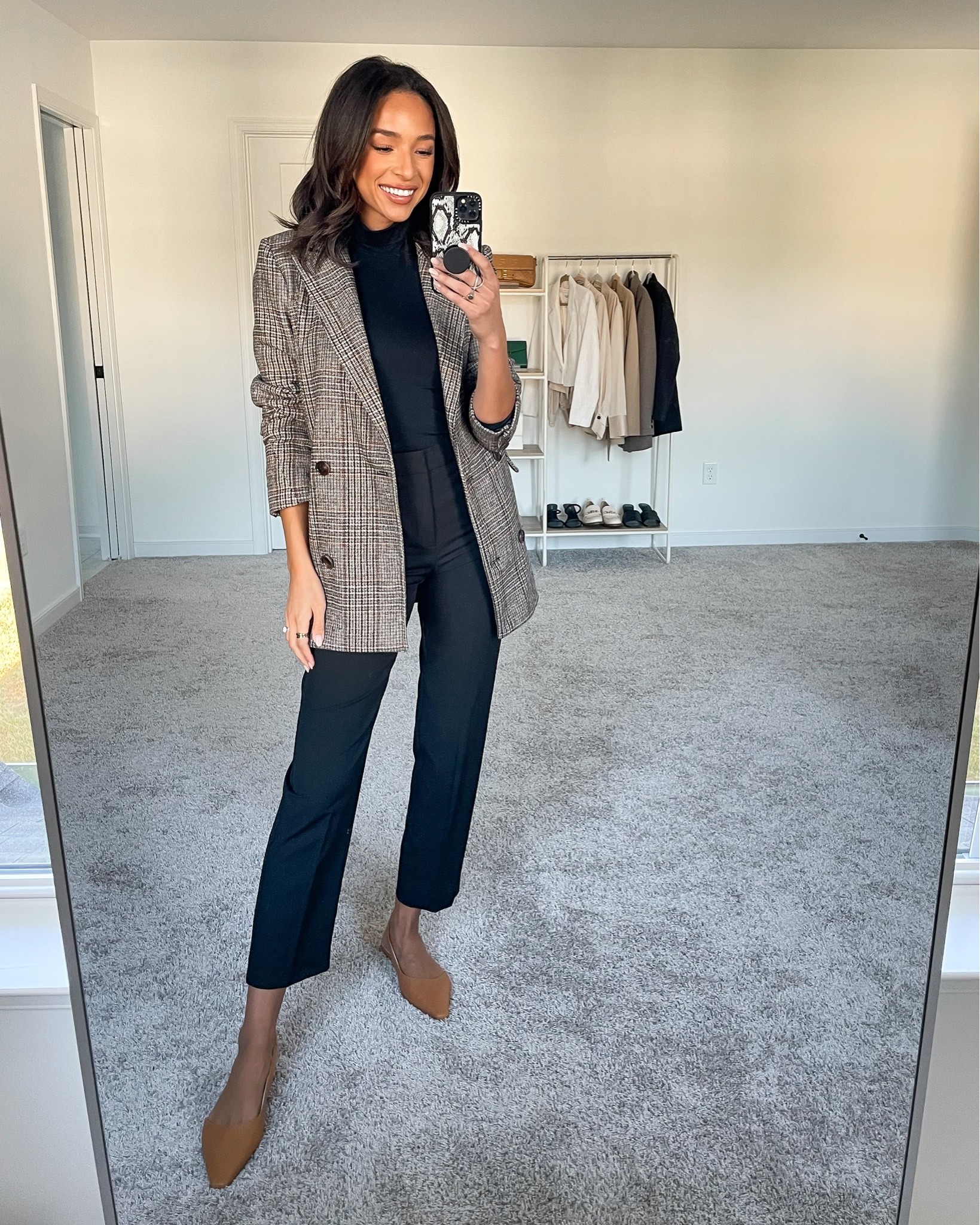 XS in plaid blazer, XS in turtleneck, size 4 in work pants (run small, size up), flats fit TTS







Fall outfit
Fall capsule wardrobe
Capsule wardrobe outfit
Fall work outfit
Work outfit 
Plaid blazer outfit
Workwear
Ankle pants
Ankle trousers
Work trousers
Black pants 

#LTKstyletip #LTKworkwear #LTKSeasonal