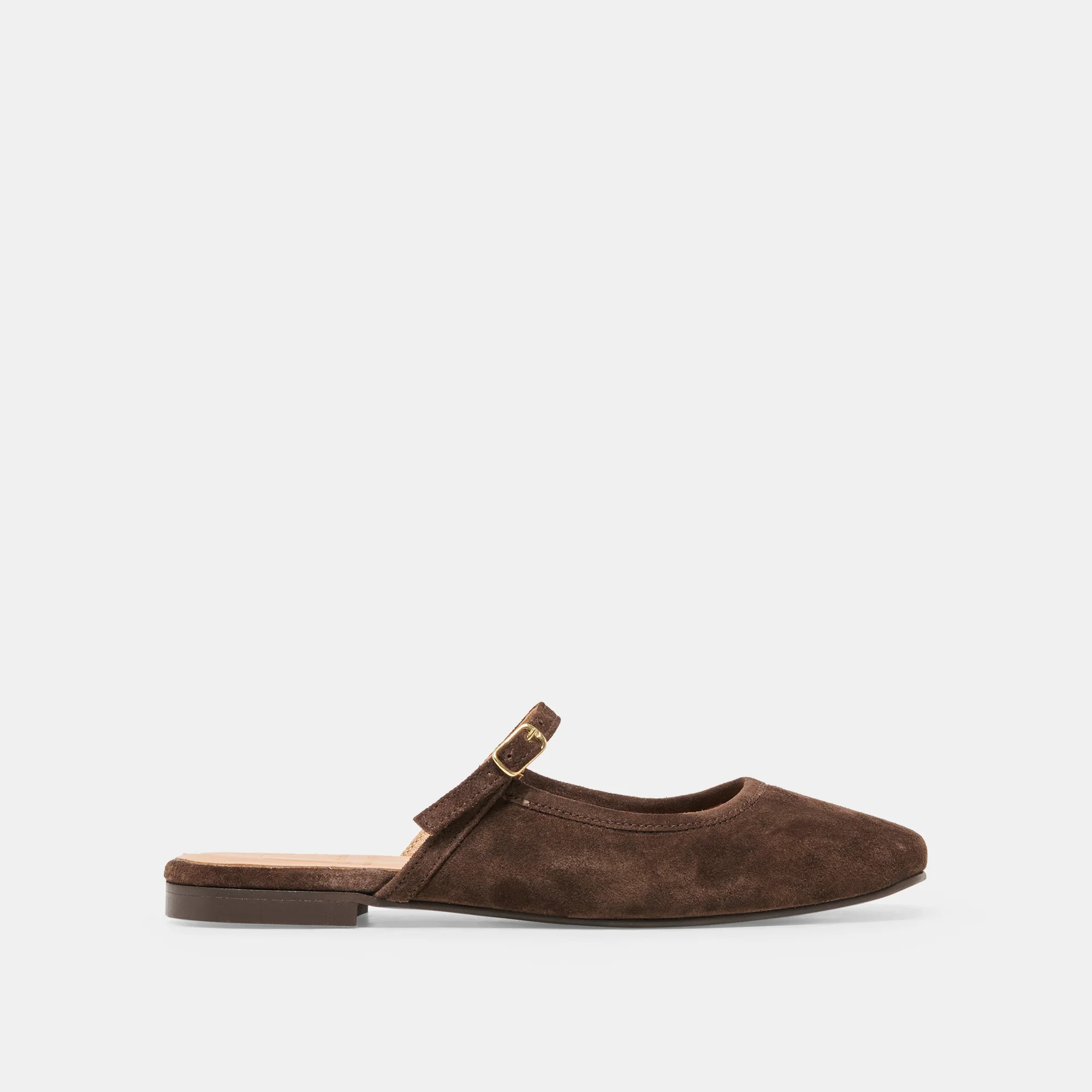 ELIO Dk Brown Suede Slip-On Mary-Jane Flats | Dolce Vita | DolceVita.com