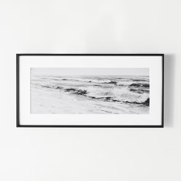 24" x 12" Large Beach Scene Framed Wall Art White/Black - Threshold™ designed with Studio McGee | Target