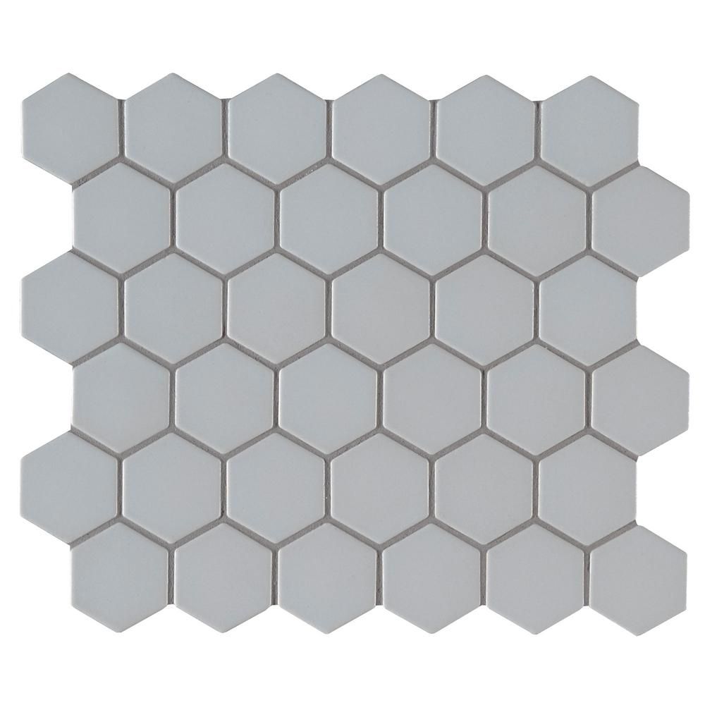 Retro Hexo Gray 12.6 in. x 11.02 in. x 6mm Porcelain Mesh-Mounted Mosaic Tile (14.4 sq. ft. / case) | The Home Depot