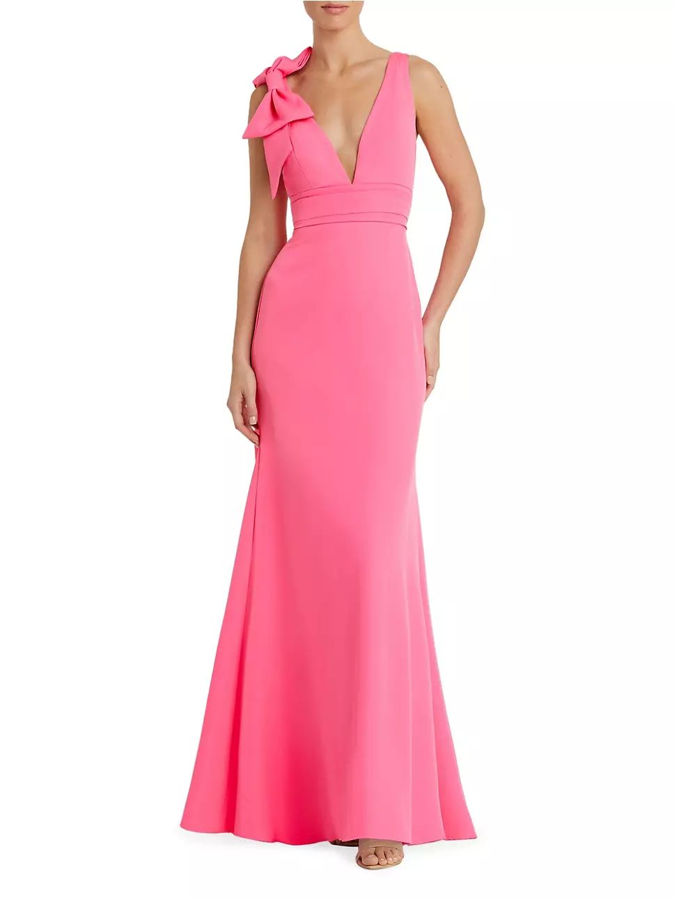 Bow V-Neck A-Line Gown | Saks Fifth Avenue