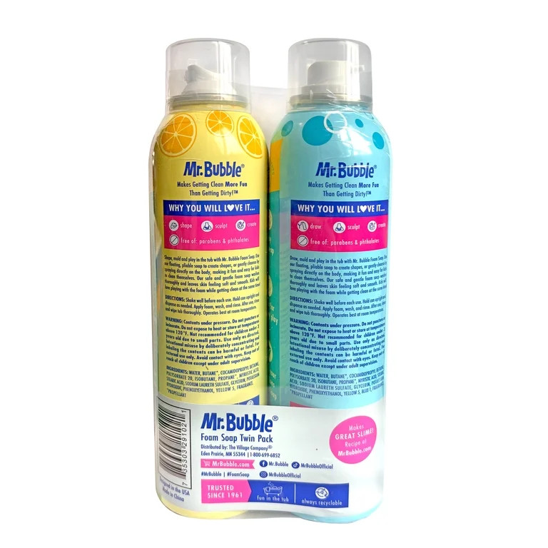 Mr. Bubble Foam Soap Twin Pack, Rotating Colors and Scents, 16 oz. | Walmart (US)