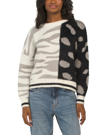 Crew Neck Spots Animal Sweater for Women | Nylon/Acrylic | Marshalls