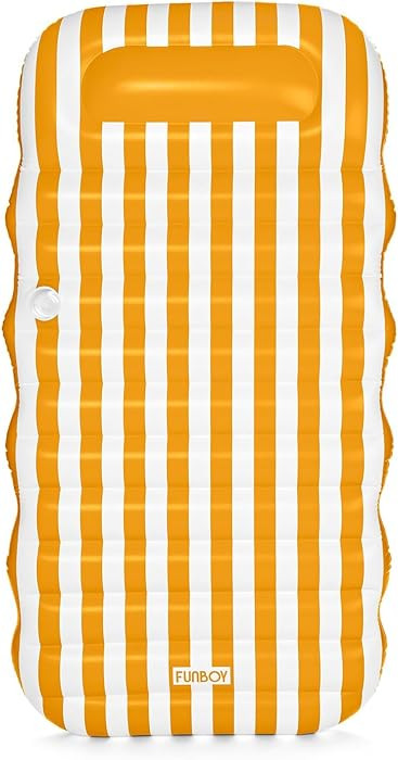 FUNBOY Yellow & White Cabana Striped Flat Lounger Pool Float with Built-in Pillow 70" for Adults ... | Amazon (US)