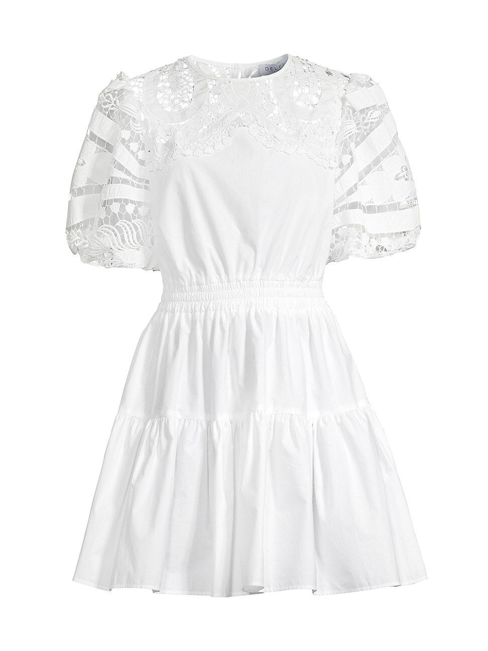 Women's Paloma Lace Puff-Sleeve Tiered Dress - White - Size XS - White - Size XS | Saks Fifth Avenue