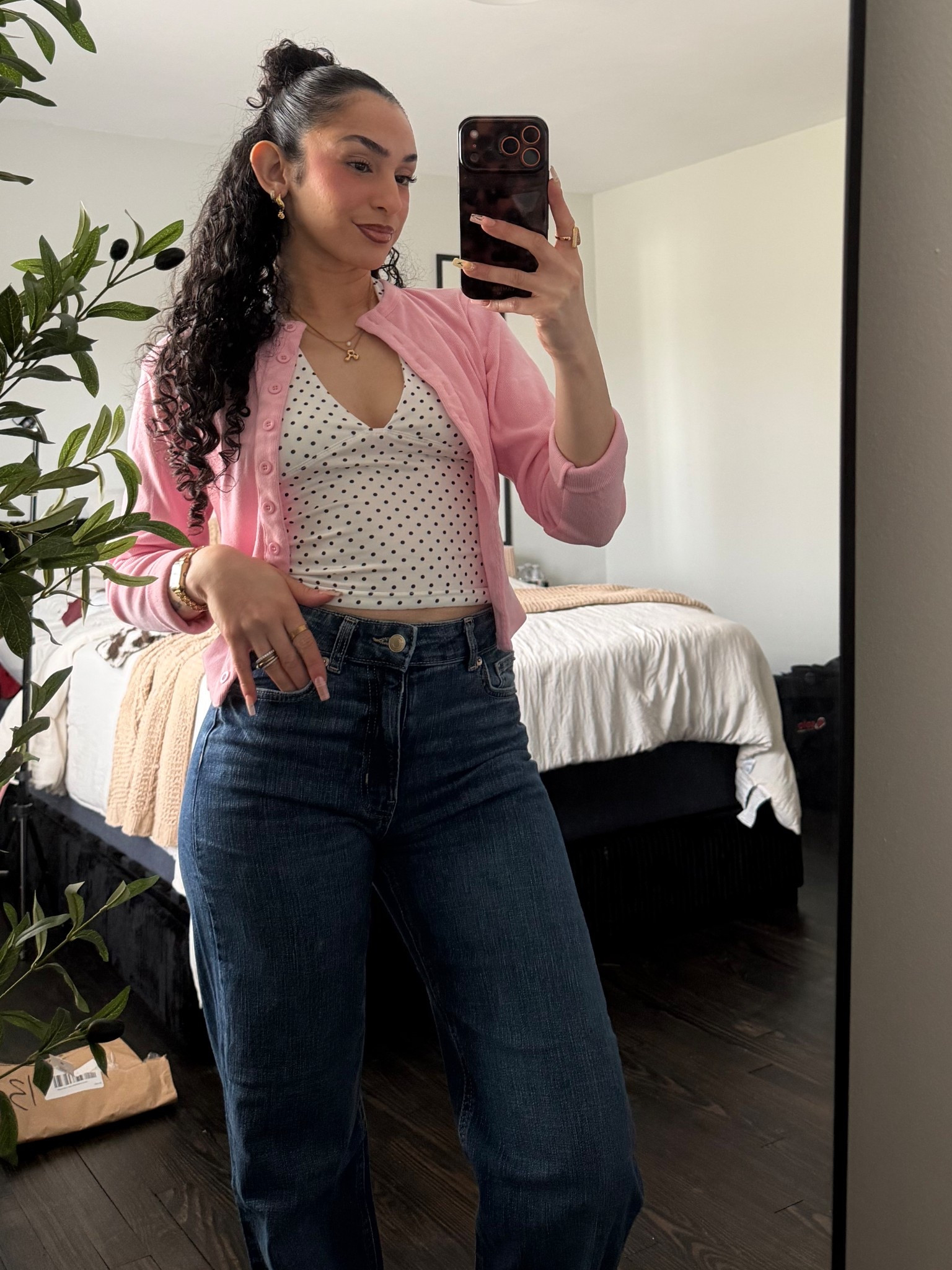 Early spring outfit inspo with a pop of pink and polka dots 

#LTKootd #LTKSeasonal