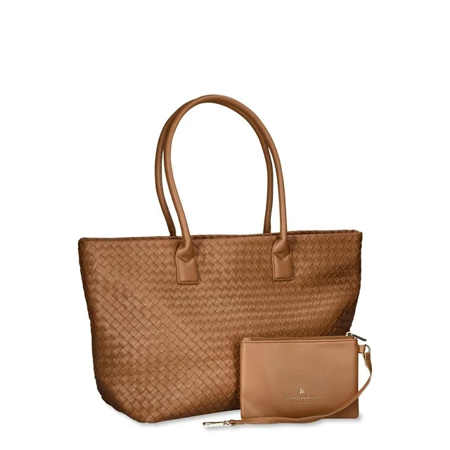 London Fog Women's Woven Tote With Pouch, Brown | Walmart (US)