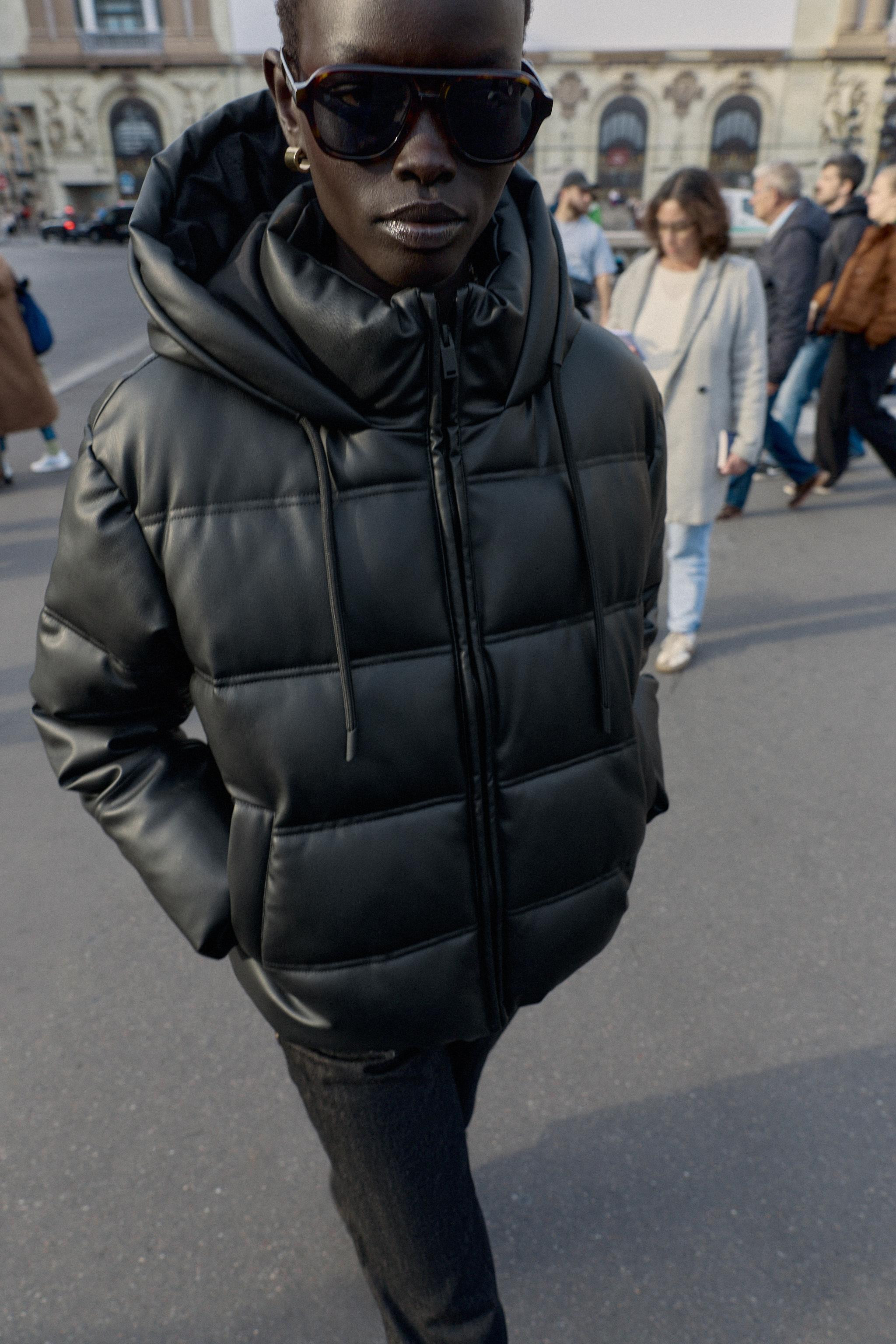 WATER-REPELLENT AND WINDPROOF QUILTED FAUX LEATHER ANORAK | Zara UK