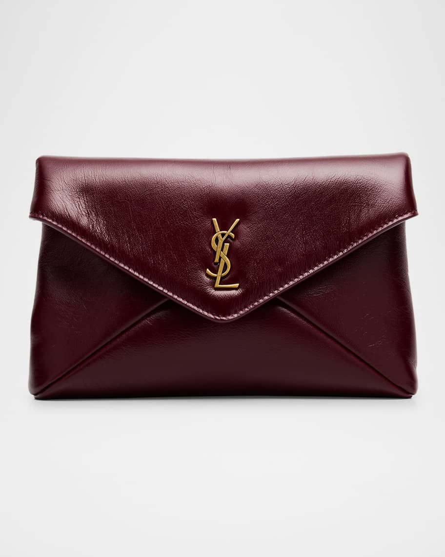 Saint Laurent Small YSL Pouch Bag in Shiny Calfskin Leather | Neiman Marcus