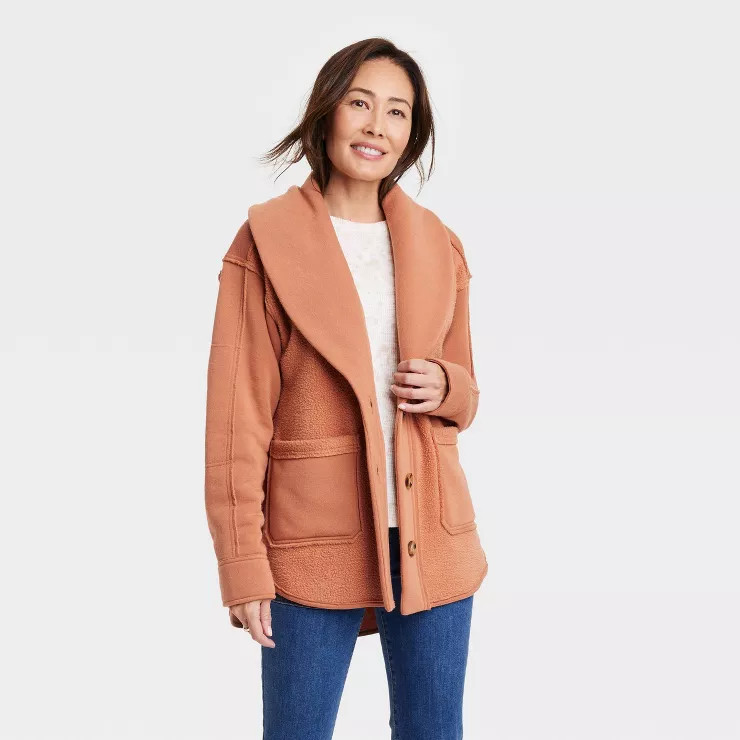 Women's Fleece Shawl Collar Jacket - Knox Rose™ | Target