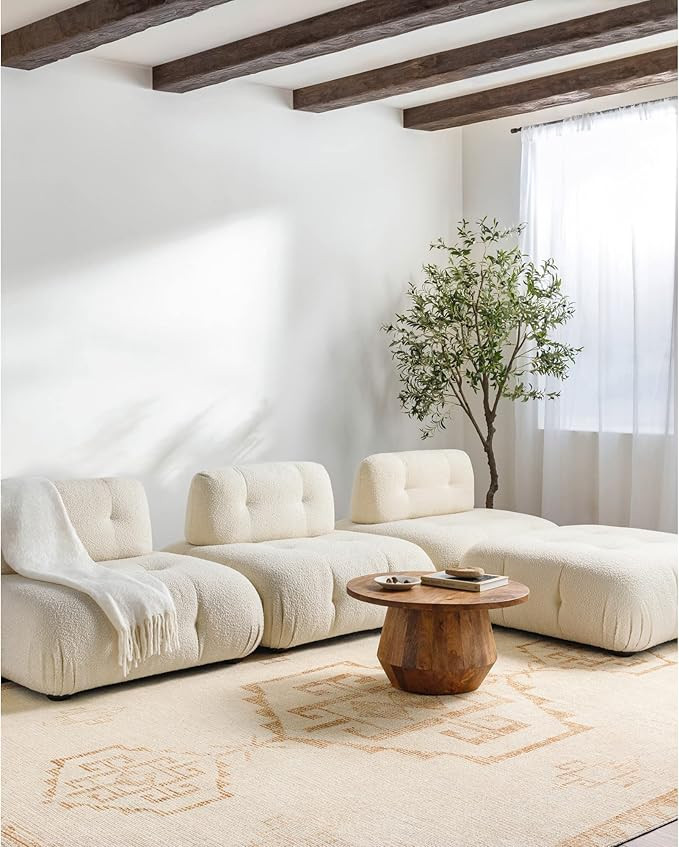 Becki Owens x Surya Solana Medallion Area Rug , 5'3" x 7', Beige | Amazon (US)