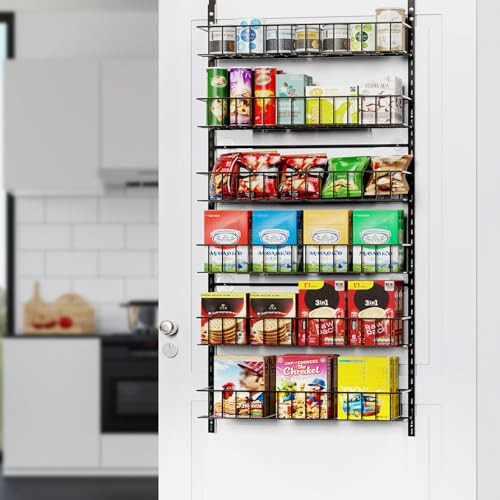ElegantArray 6-Tier Pantry Door Oragnizer, Over The Door Pantry Organizer Rack and Storage, Hanging Spice Rack Shelves Door, Home Office Laundry Room Bathroom & Kitchen Organization Essentials Metal | Amazon (US)