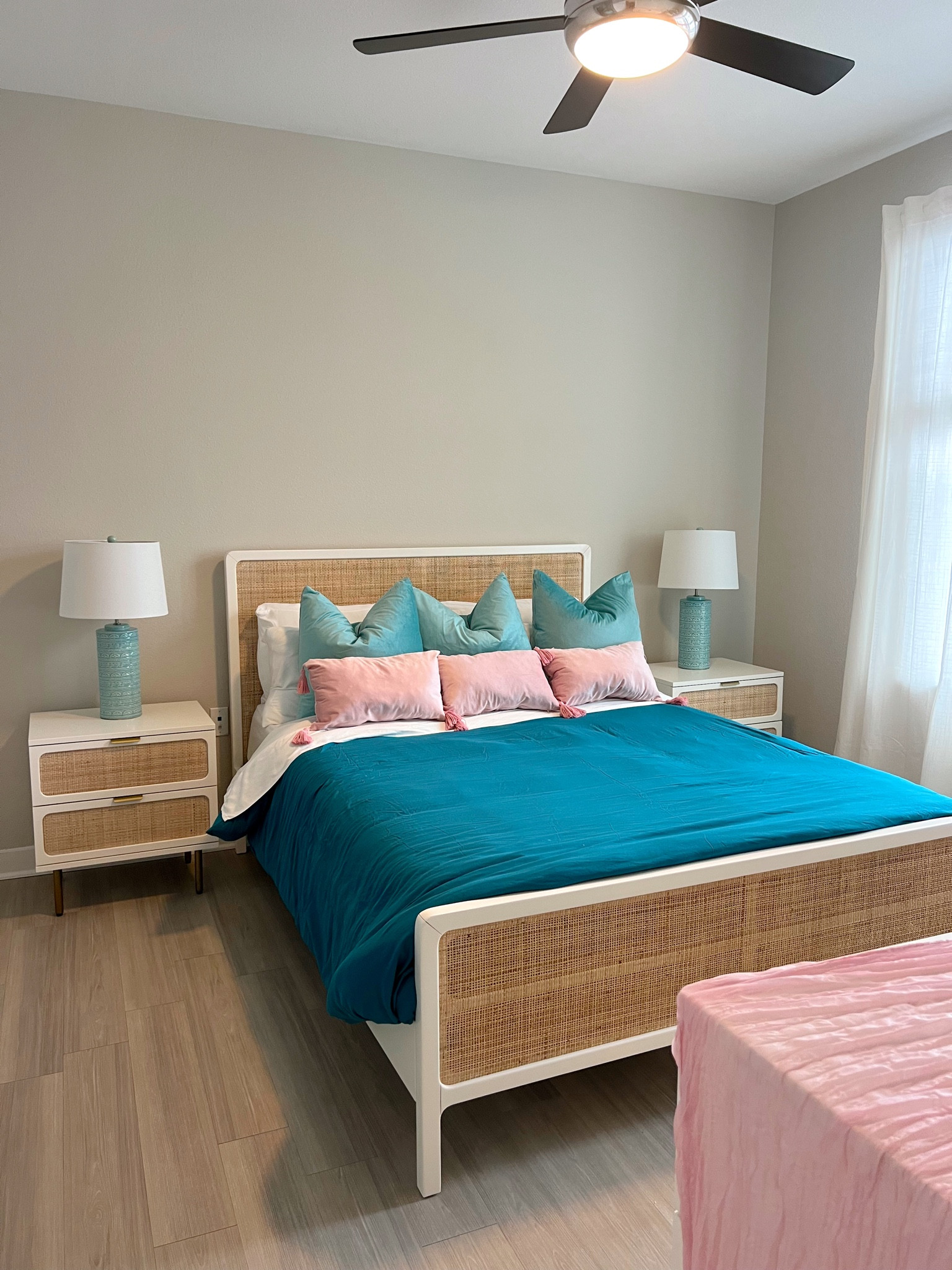 Bedroom furniture all ready to go 🏡💕 west elm furniture, b your bed comforter, assorted pillows. I have the 24x24