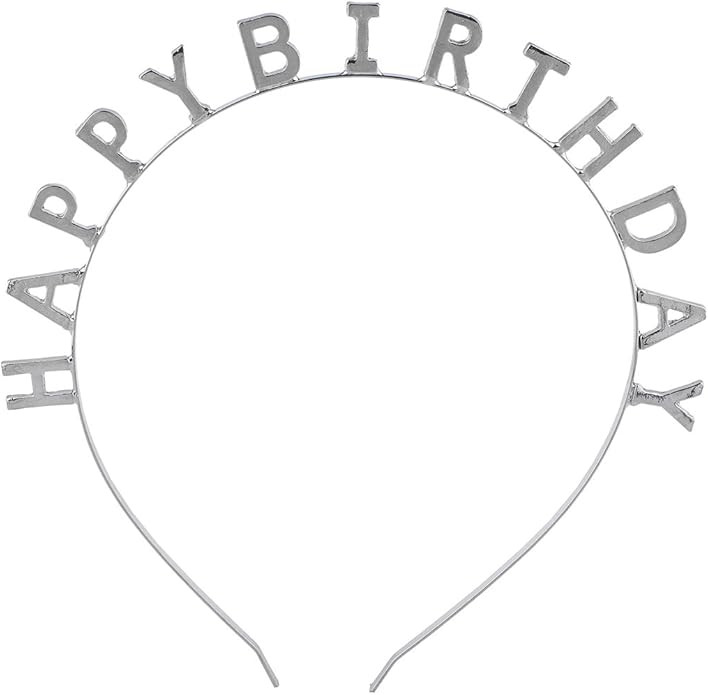 LUX ACCESSORIES Silver Tone Happy Birthday Bday Festive Party Favor Headband | Amazon (US)