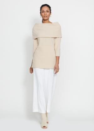 Calyer Cowl Neck Sweater (Natural Blush) | Dudley Stephens