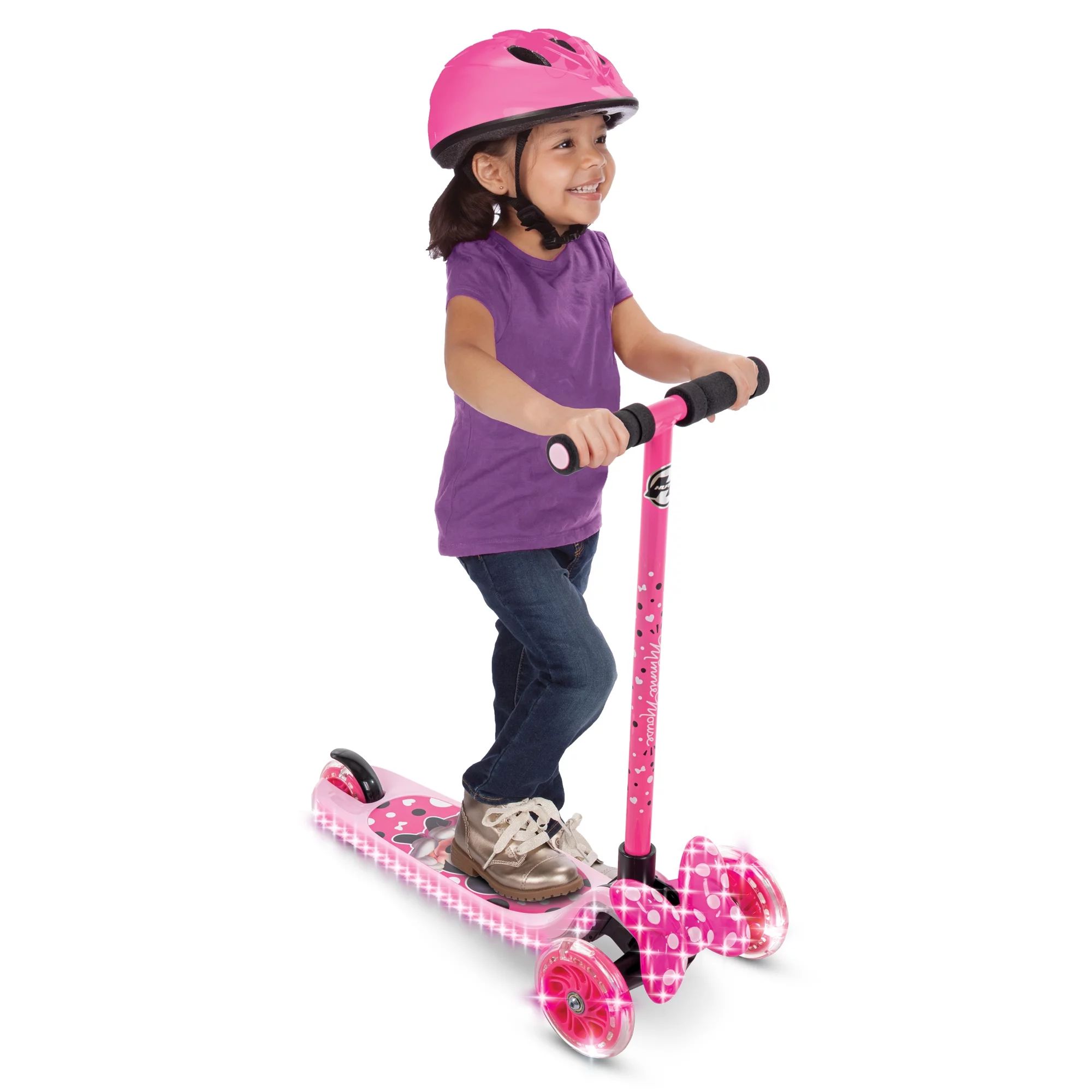 Disney Minnie 3-Wheel Lights and Sounds Tilt n' Turn Scooter for Girls, ages 3+ years, Pink, by H... | Walmart (US)
