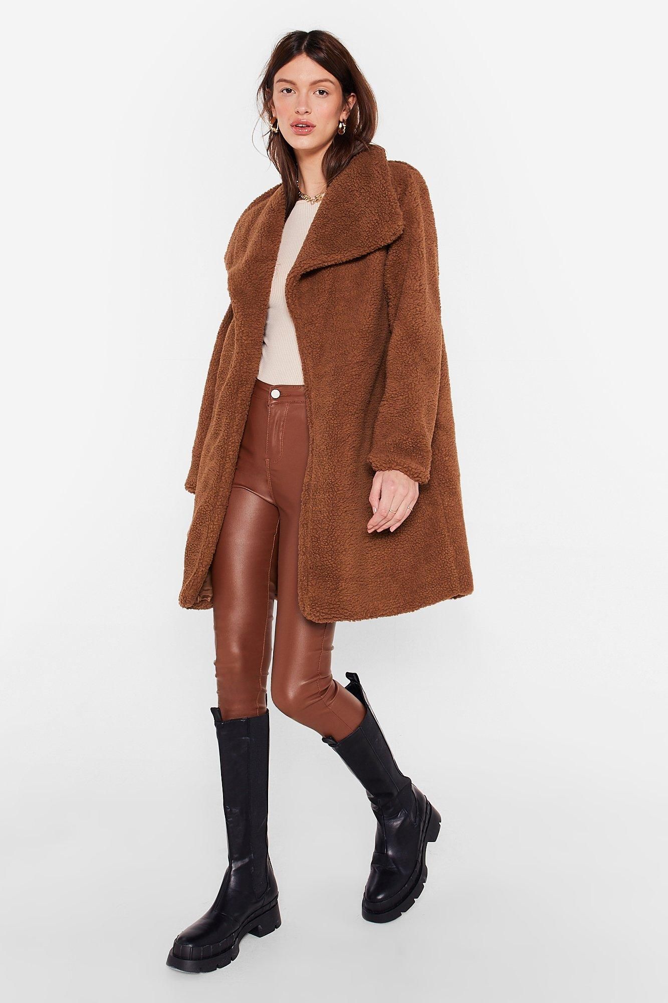 Womens Teddy Faux Fur You Longline Coat - Brown | NastyGal (US & CA)