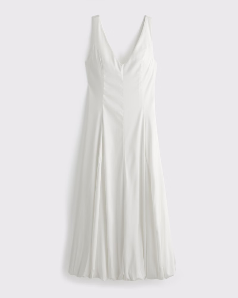 Plunge Bubble Hem Midi Dress | Abercrombie & Fitch (US)