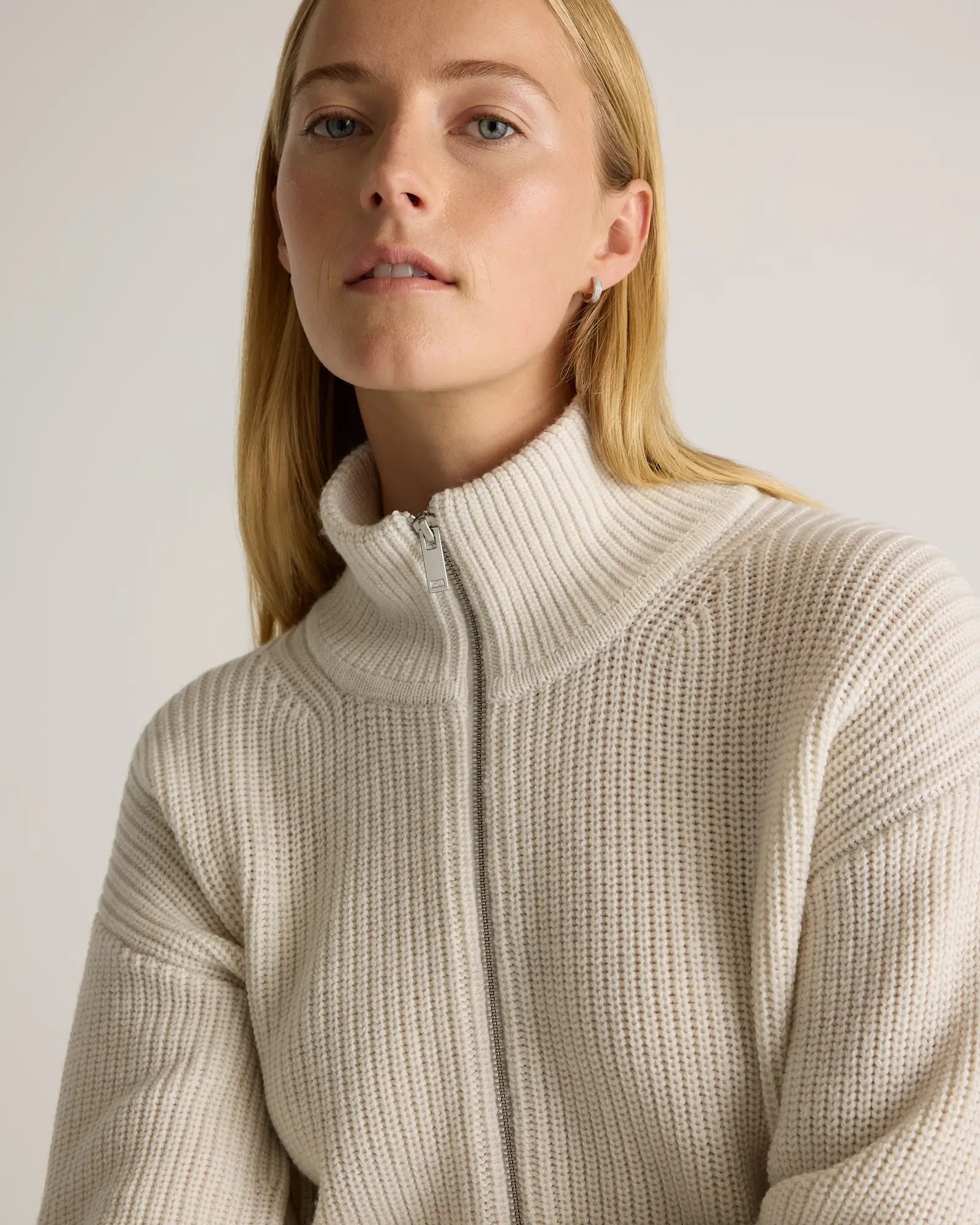 Australian Merino Wool Half Zip Sweater in Heather Bone | Quince