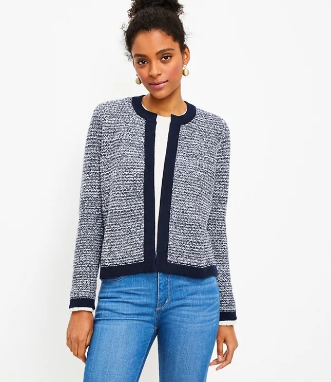 Tweed Open Sweater Jacket | LOFT