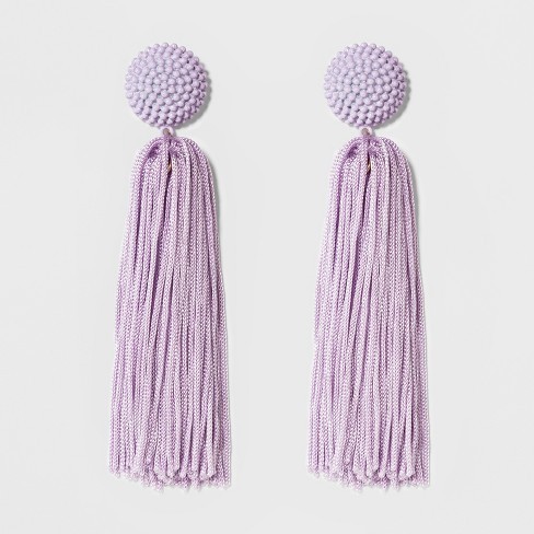 SUGARFIX by BaubleBar Beaded Studs Tassel Drop Earrings - Lilac | Target