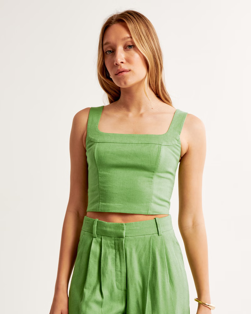 Women's Linen-Blend Set Top | Women's Tops | Abercrombie.com | Abercrombie & Fitch (US)