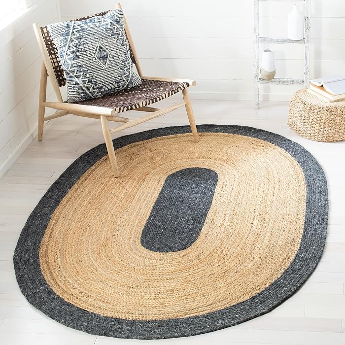 SAFAVIEH Braided Collection 6' x 9' Oval Black / Gold BRD910Z Handmade Country Cottage Reversible... | Amazon (US)