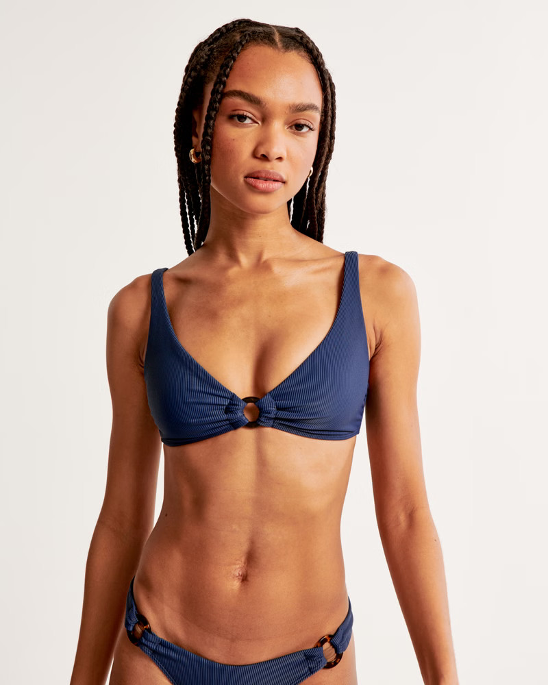 O-Ring High Apex Bikini Top Navy Bikini Navy Swimsuit Navy Bathing Suit Bikinis 2024 | Abercrombie & Fitch (US)