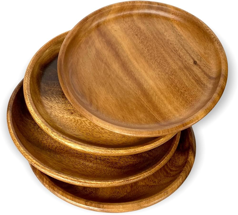 WRIGHTMART Wood Plates, Appetizer Platter, Snack Server, Charger, Tableware for Side Dish, Bread ... | Amazon (US)