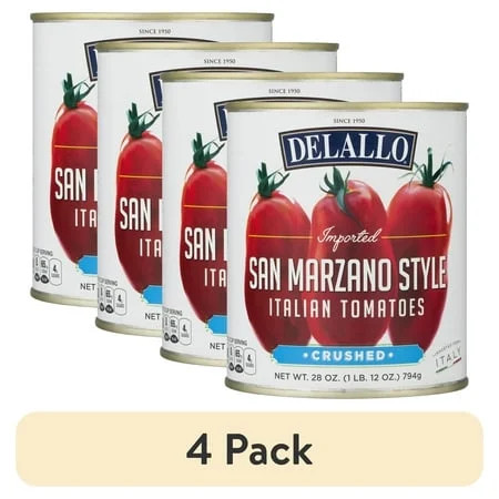 (4 pack) DeLallo Imported San Marzano Style Italian Crushed Sweet Tomatoes, Shelf Stable, 28 oz C... | Walmart (US)