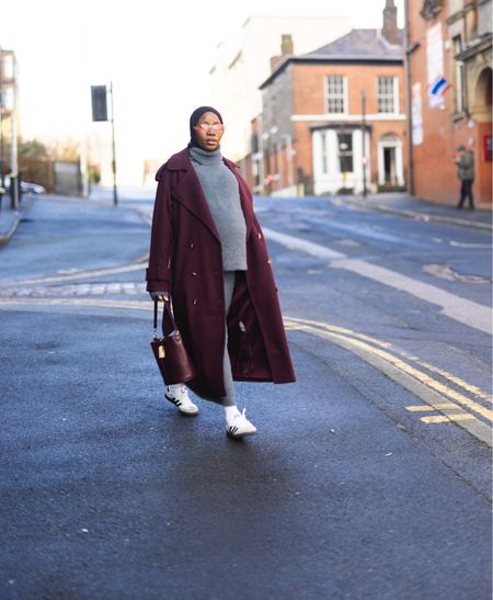 Comfortable two piece skirt set with wool trench coat🤩 addidas samba original and a buck bag in oxblood. 

#LTKbump #LTKstyletip #LTKeurope