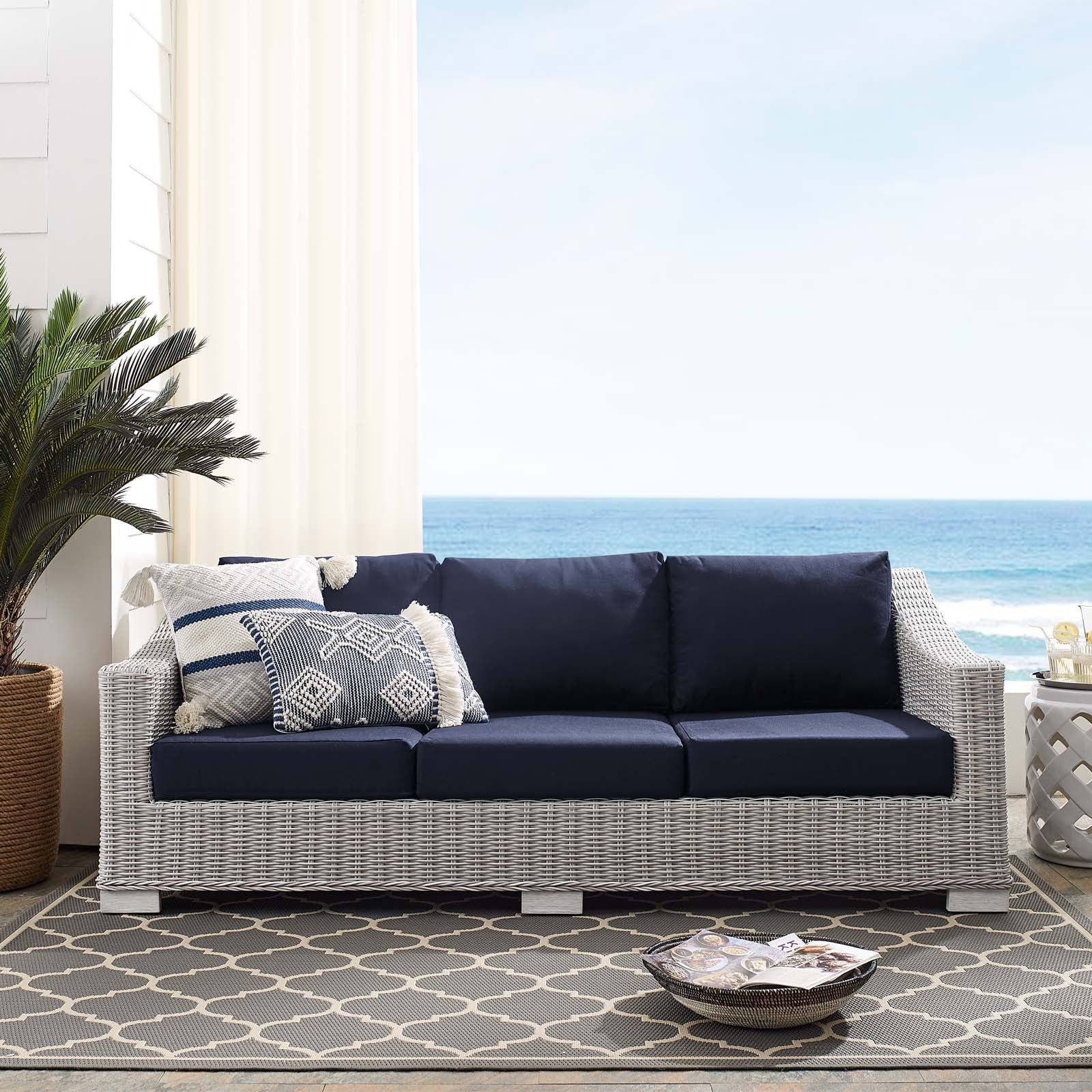 Conway SunbrellaOutdoor Patio Wicker Rattan Sofa-EEI-3974 | Walmart (US)