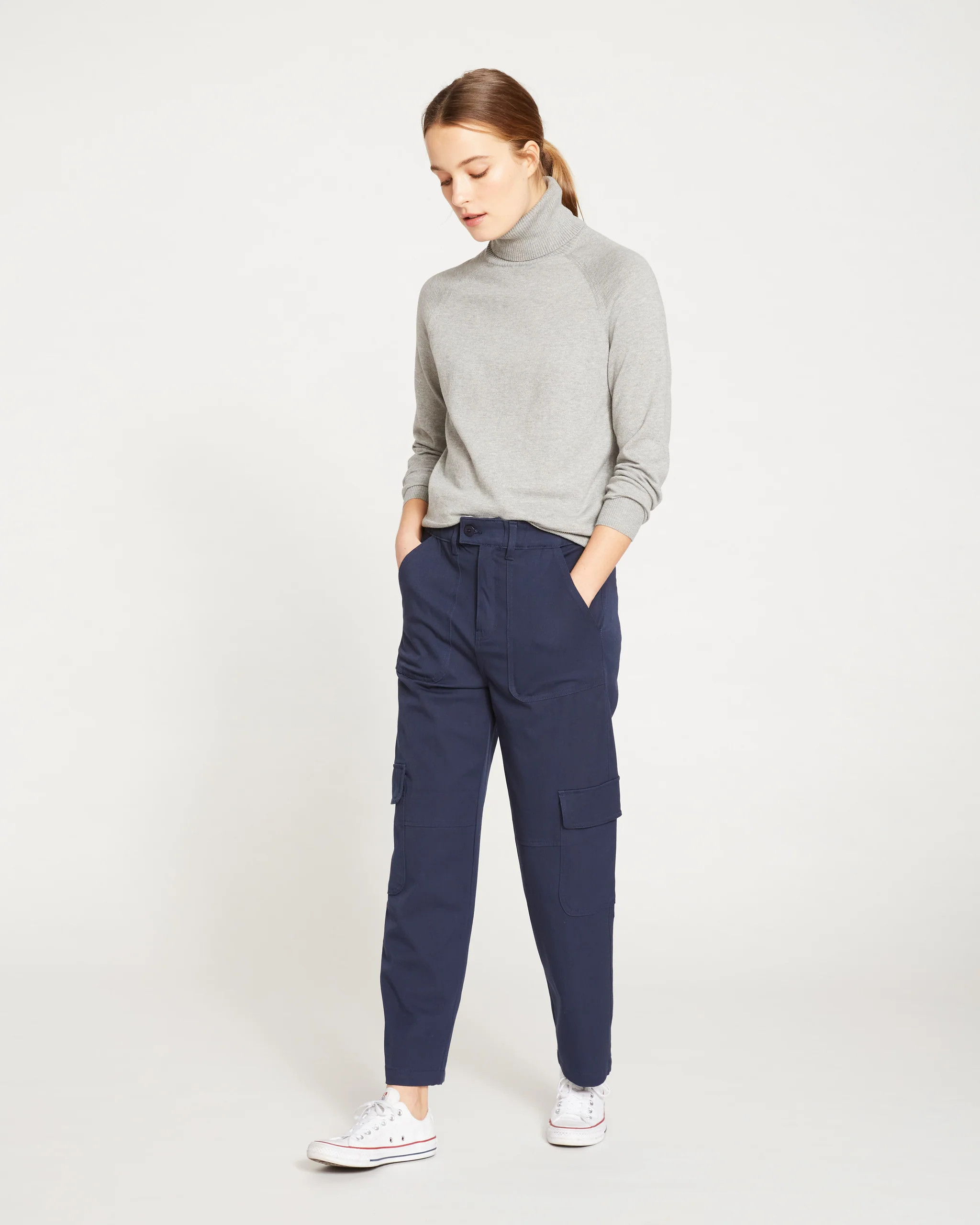Karlee Stretch Cotton Twill Cargo Pants - Navy | Universal Standard