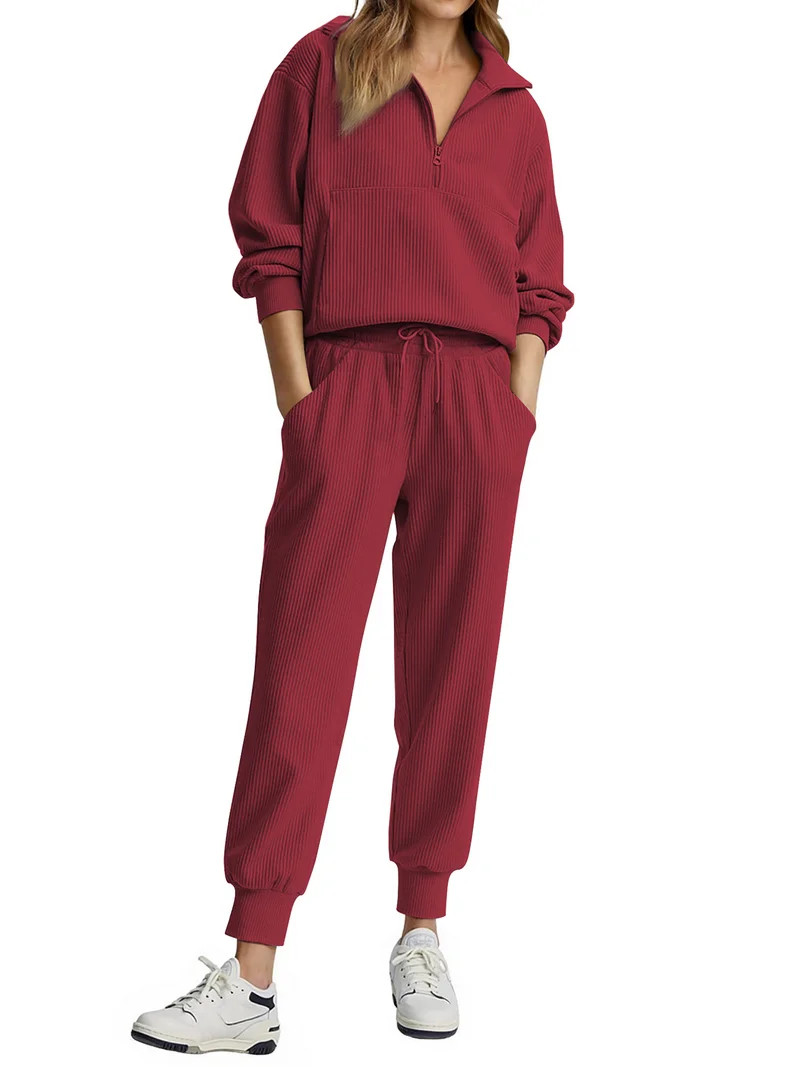 Fantaslook Conjuntos de 2 Piezas para Mujer, Sudaderas de Manga Larga con Media Zíper y Bolsillo... | Walmart (US)