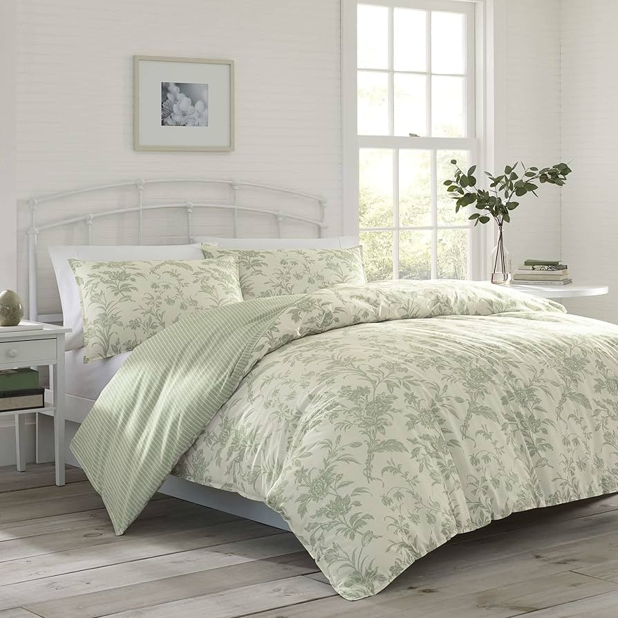 Laura Ashley Home - King Duvet Cover Set, Reversible Cotton Bedding with Matching Shams, Lightwei... | Amazon (US)