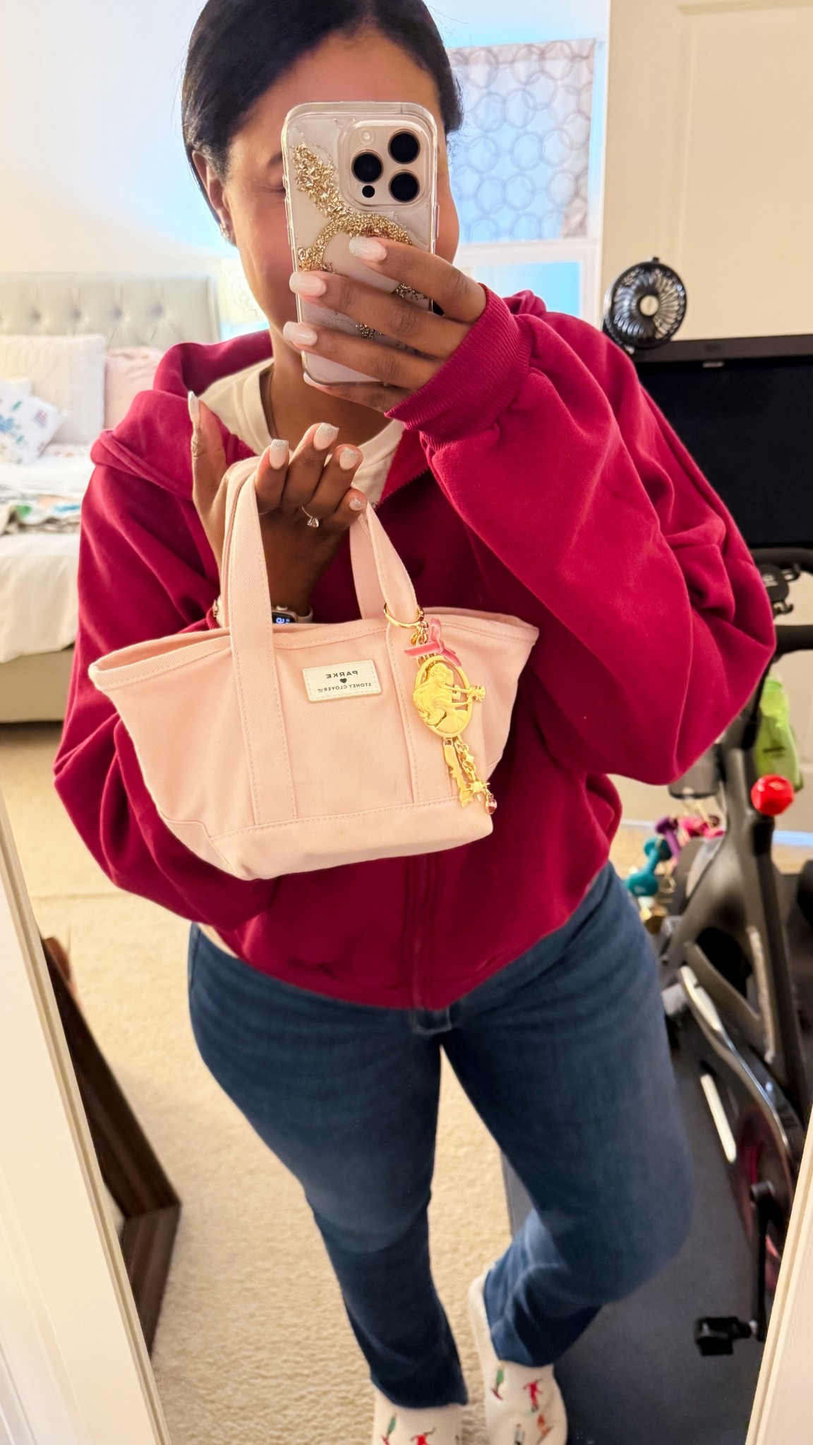 The cutest pink purse and Ariel gold bag charm! So fun for on-the-go! 

#LTKmomlife #LTKMidsize #LTKootd