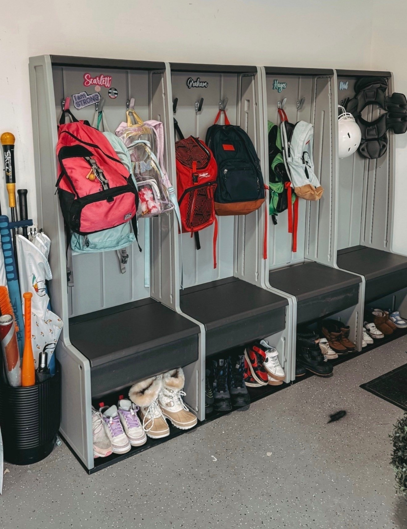 Our garage storage lockers where we keep all of our kid’s sports gear and shoes are back in stock! We have 2 sets! I also linked the name signs I hot glued on too! 

#LTKmomlife #LTKKids #LTKHome