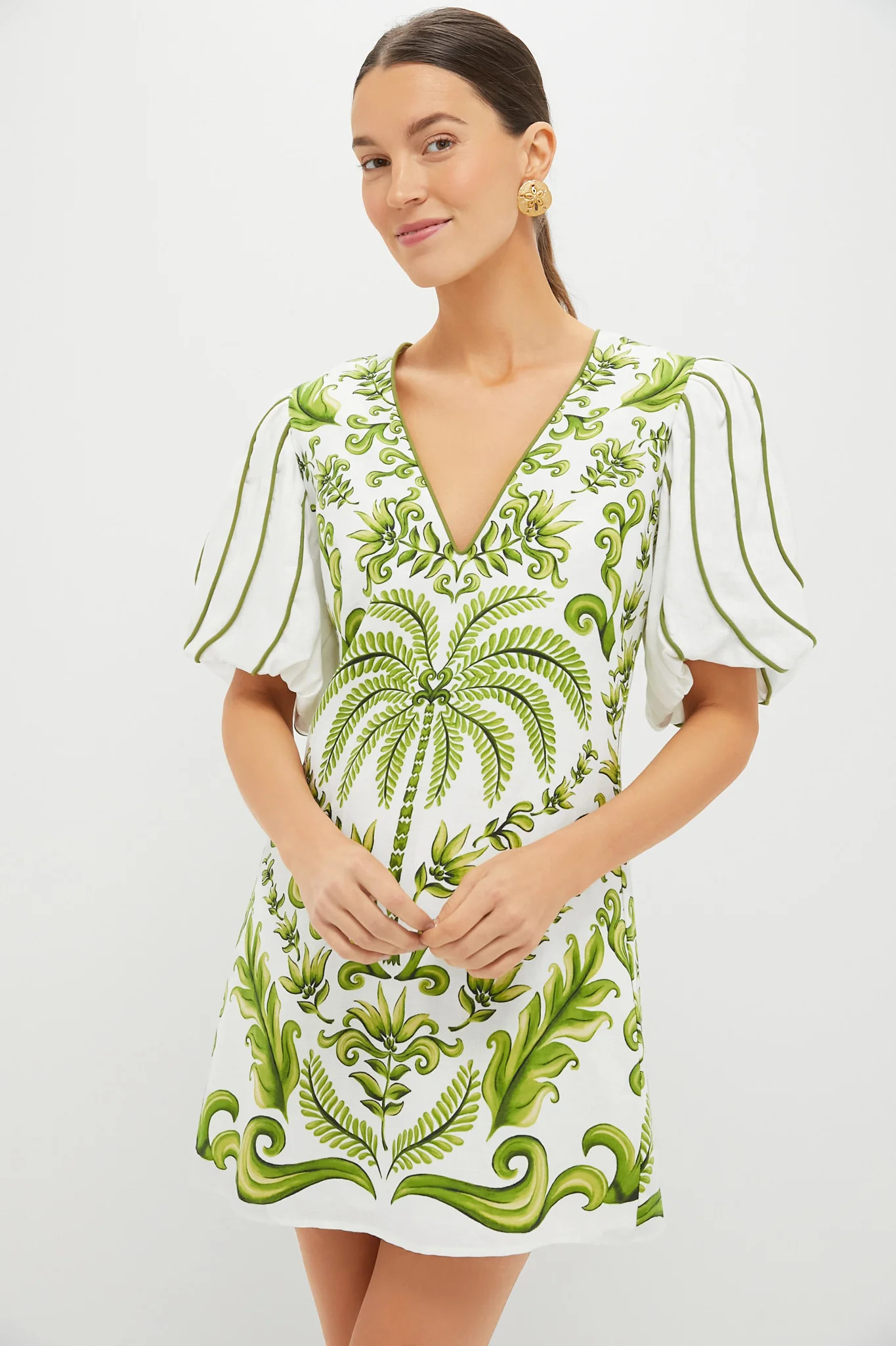 Off White V-Neck Milani Short Sleeve Mini Dress | Tuckernuck (US)