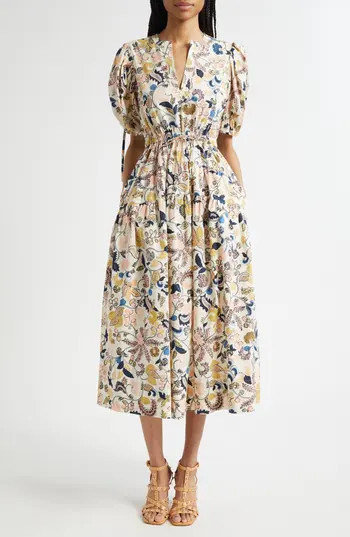 Ulla Johnson Paisley Floral Cotton Midi Dress in Magnolia at Nordstrom Rack, Size 6 | Nordstrom Rack