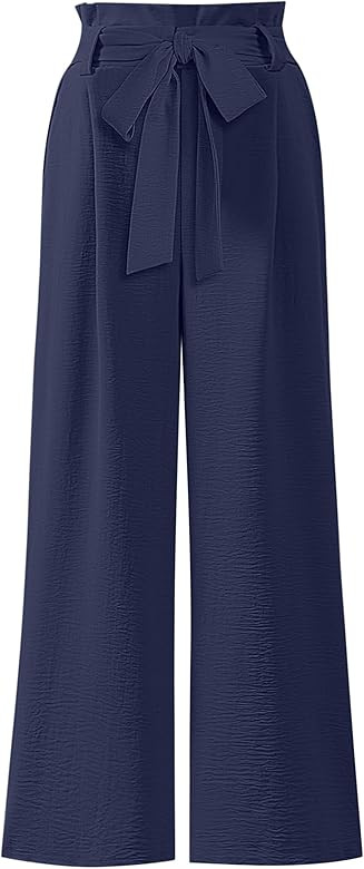 ANRABESS Womens Wide Leg Palazzo Pants Belted High Waisted Business Casual Flowy Long Trousers wi... | Amazon (US)