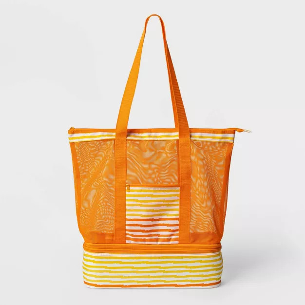Beach Bag with Towel Carrying Strap Orange - Sun Squad™ | Target