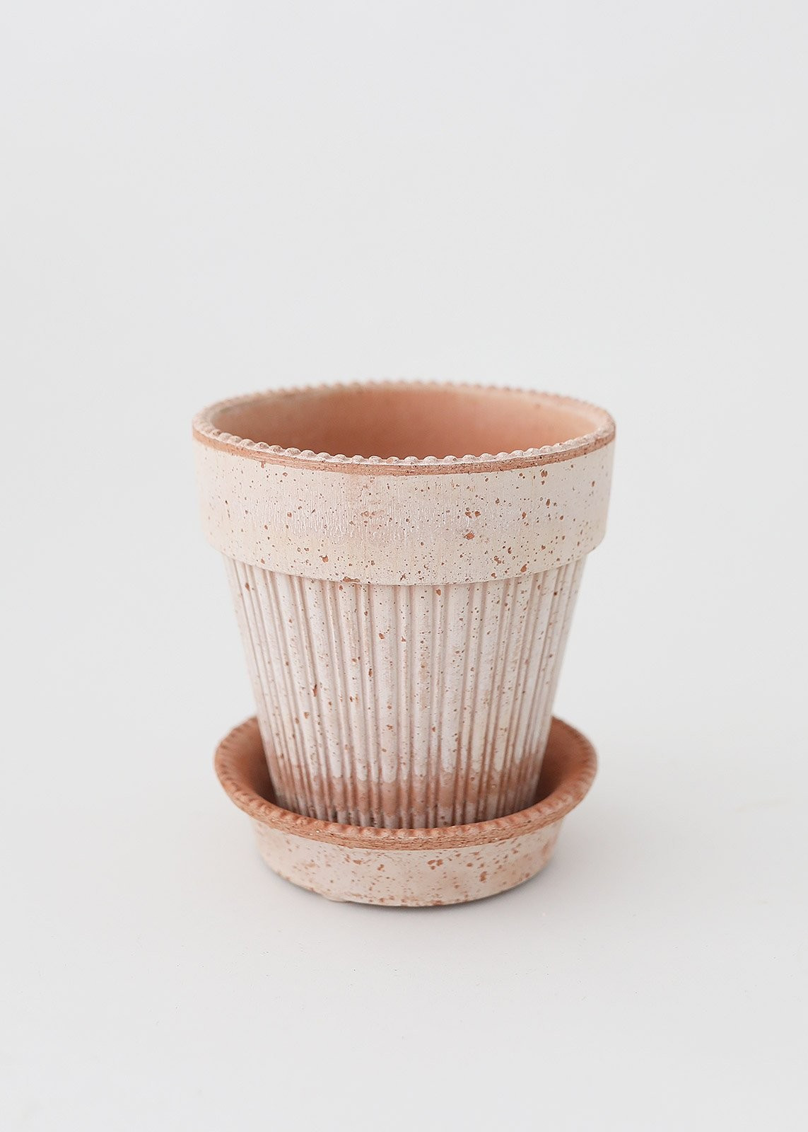 Bergs Simona Scalloped Pink Washed Clay Pot - 6" Tall x 5.5" Wide with Drainage | Afloral (US)